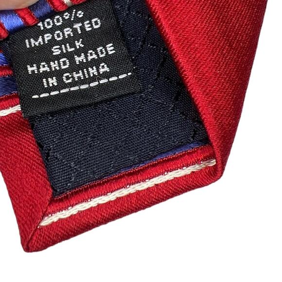 Jones New York Tie in Red and Blue Diagonal Stripes in Imported Silk - Picture 4 of 4